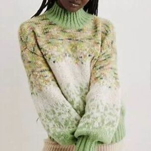 Aerie Green and Cream Cowl Neck Sweater NWOT